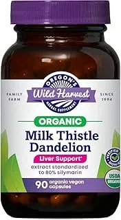 Oregon's Wild Harvest Certified Organic Milk Thistle Dandelion Capsules Liver Su
