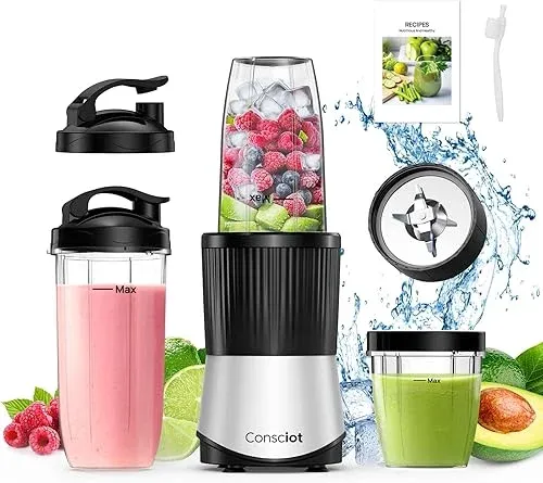 Consciot CB08 11-Piece Blender for Kitchen and Personal Size, Blend Shakes and S